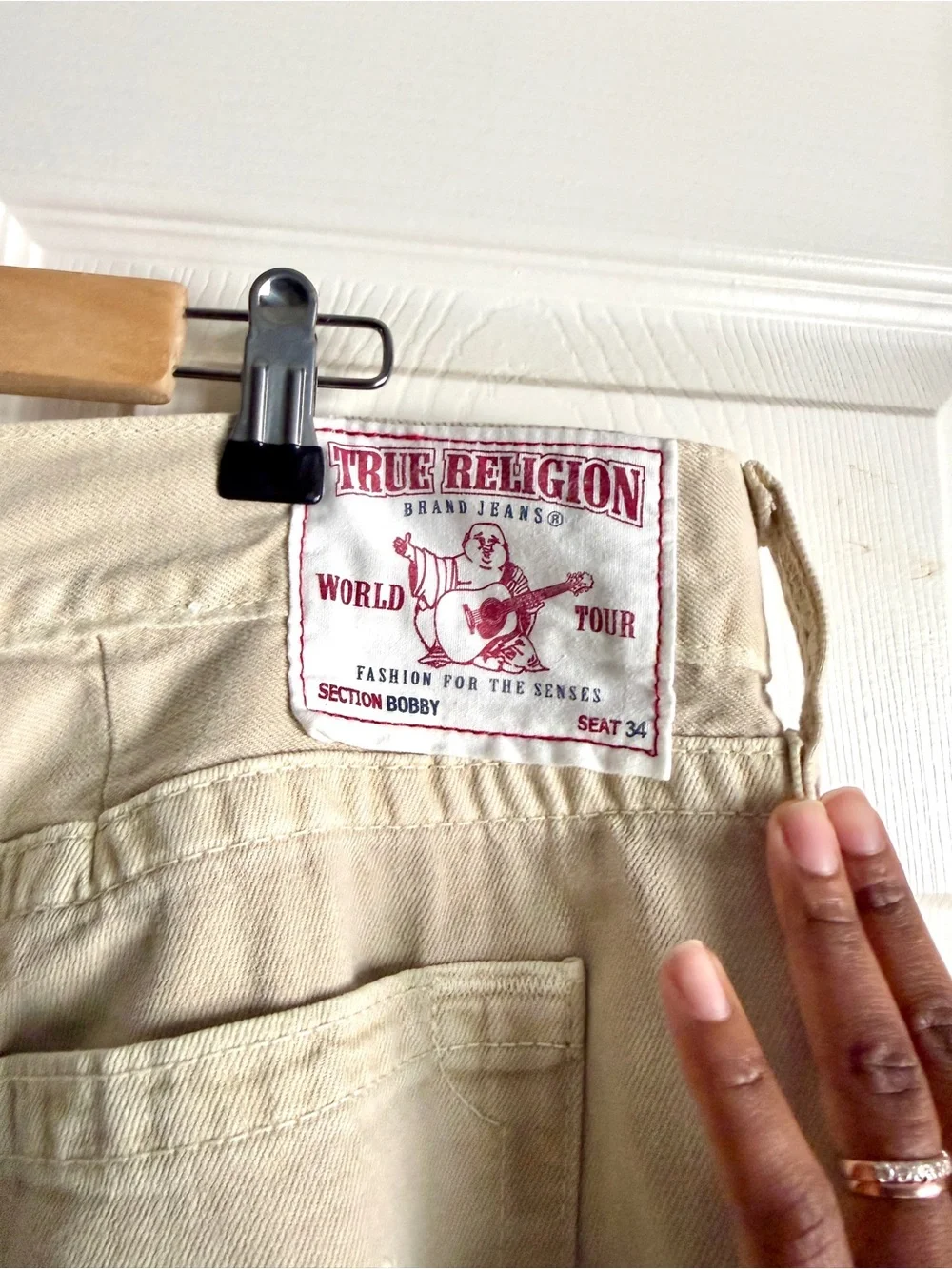 'True Religion' Tan Baggy Bobby Jeans size 34